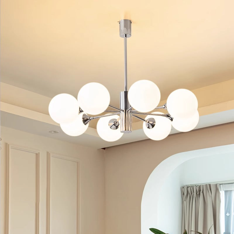 Stylish Chandelier – Frosted Globe Shades