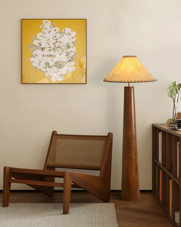 Tranquil Buddhist Wood Floor Lamp