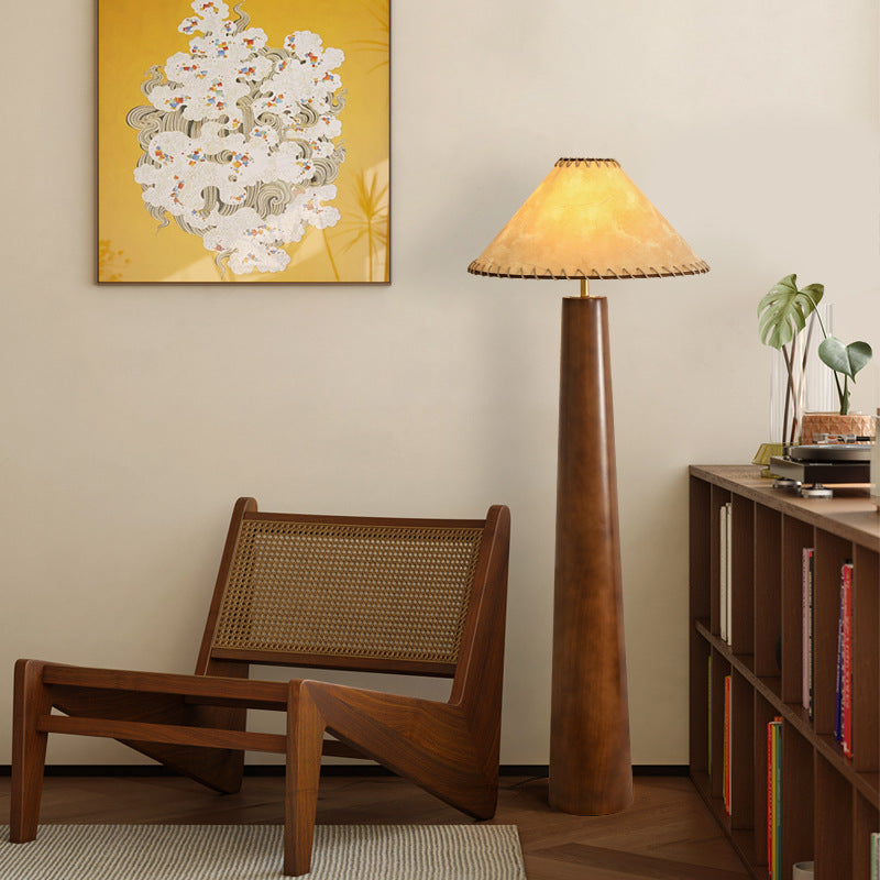 Tranquil Buddhist Wood Floor Lamp