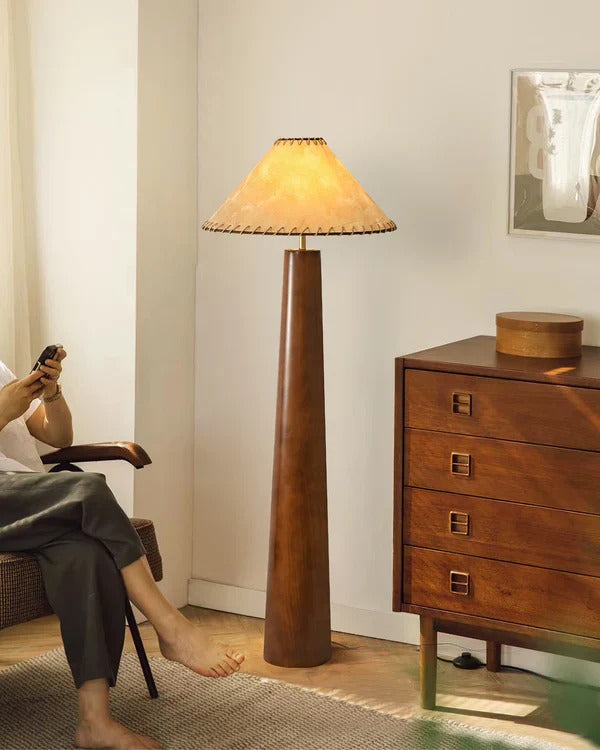 Tranquil Buddhist Wood Floor Lamp