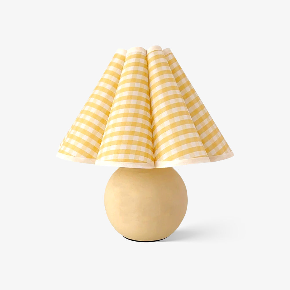 Vintage Plaid Table Lamp – Pleated Linen Shade