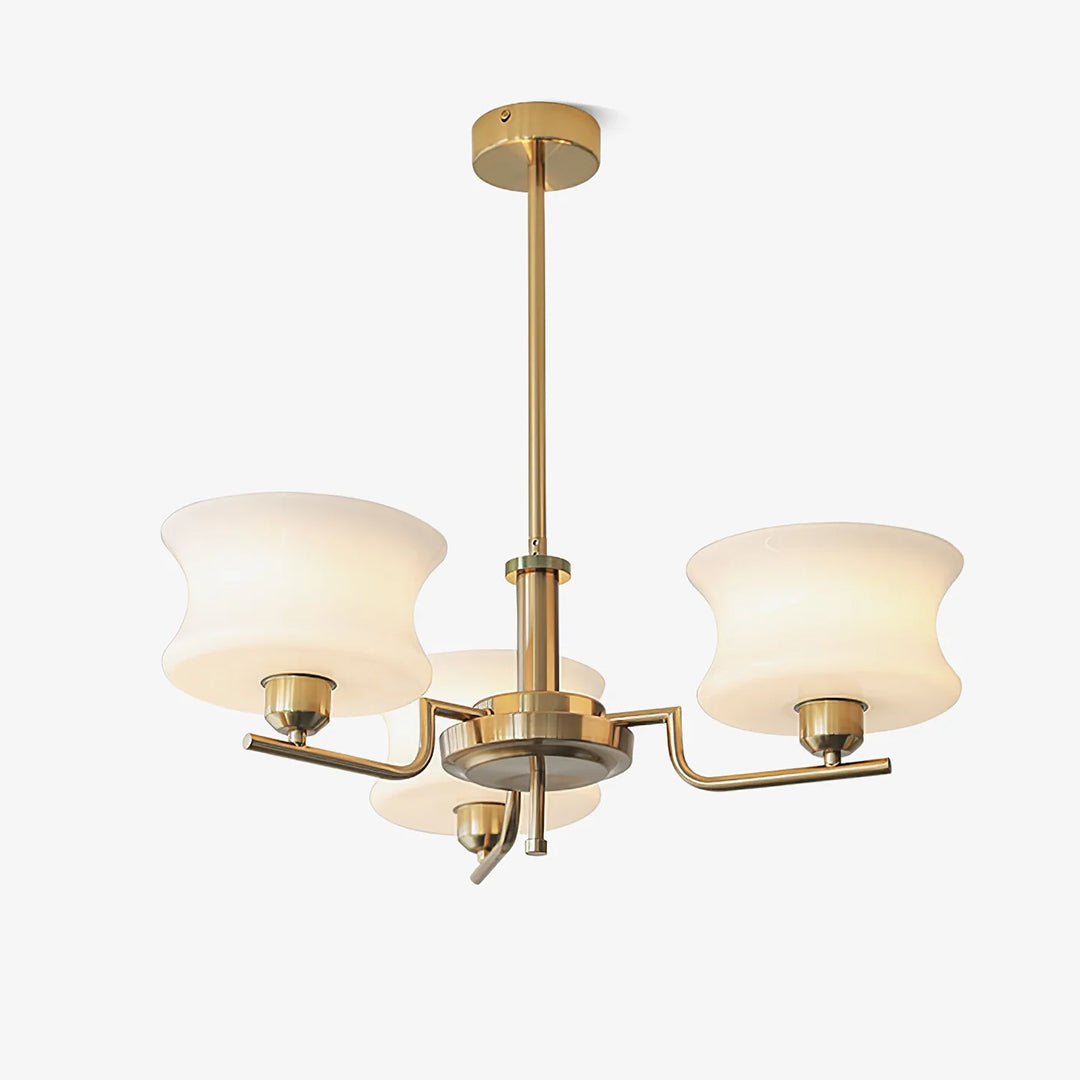Cream Glass Chandelier - Mid-Century Elegance