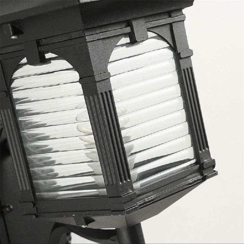 Coffee-Colored Vintage Lantern Outdoor Wall Lamp with Glass Panels