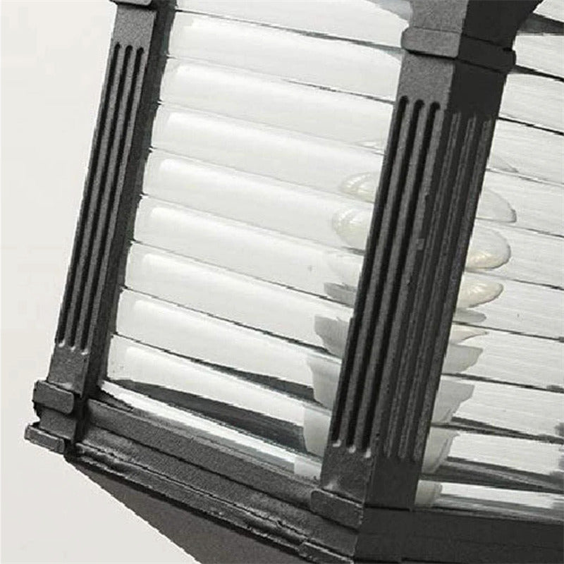 Coffee-Colored Vintage Lantern Outdoor Wall Lamp with Glass Panels