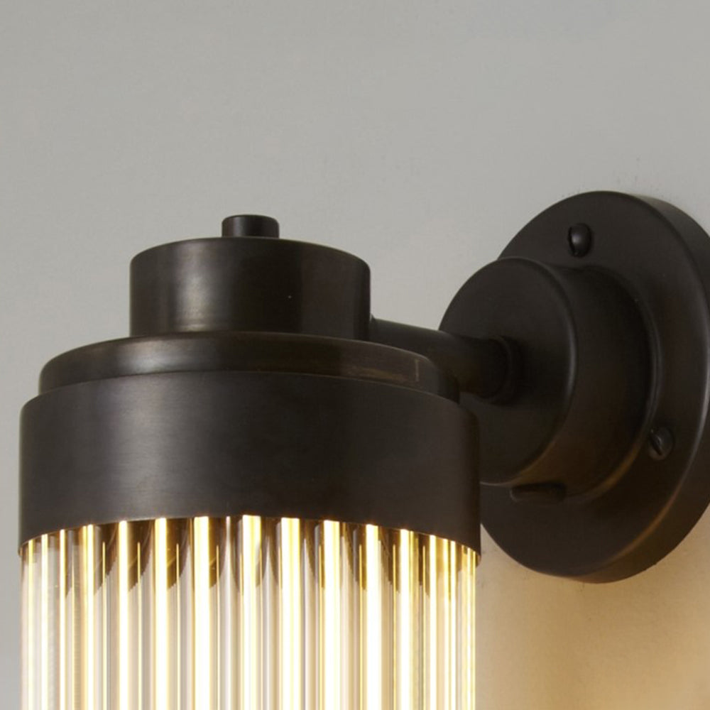 Copper Outdoor Wall Lamp with Ribbed Glass for Modern Outdoor Decor