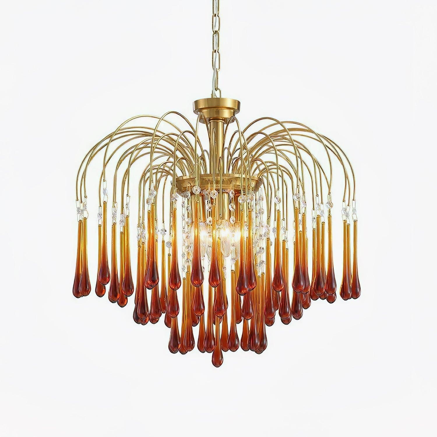 Art Deco Chandelier with Curved Droplet Accents