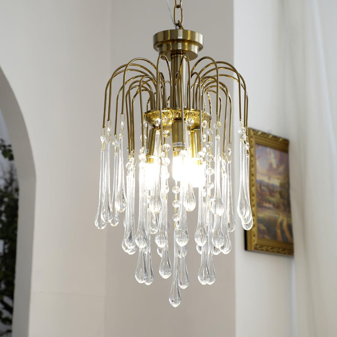 Art Deco Chandelier with Curved Droplet Accents