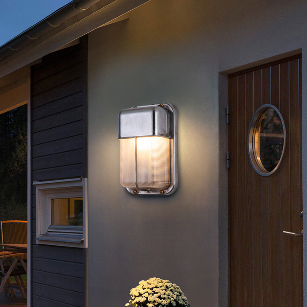 Modern Geometric Outdoor Wall Lamp – Waterproof Silver Finish