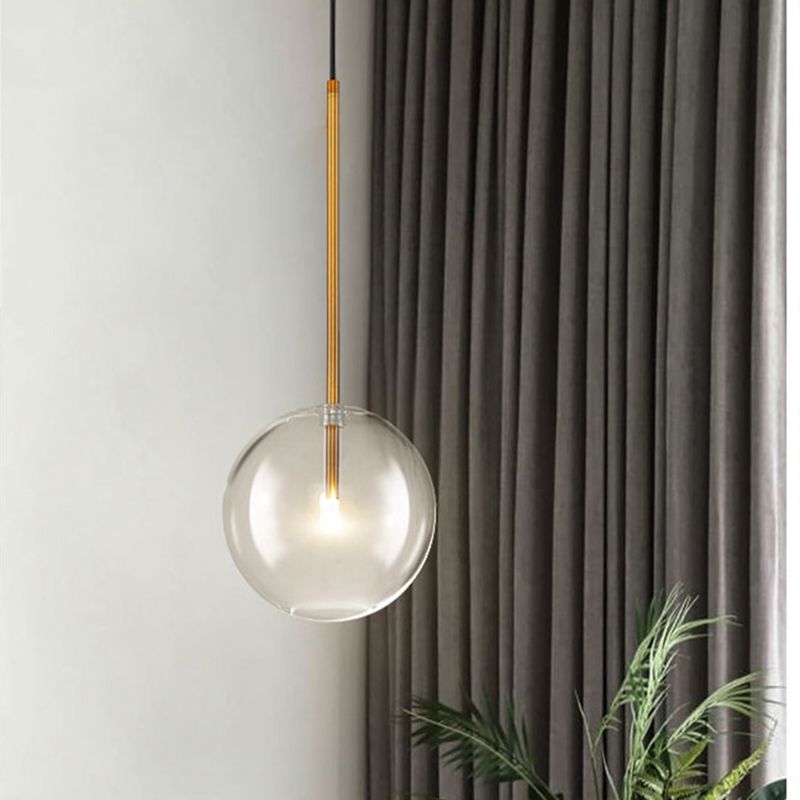 Gold Bubble Pendant Light & Clear Glass Shade