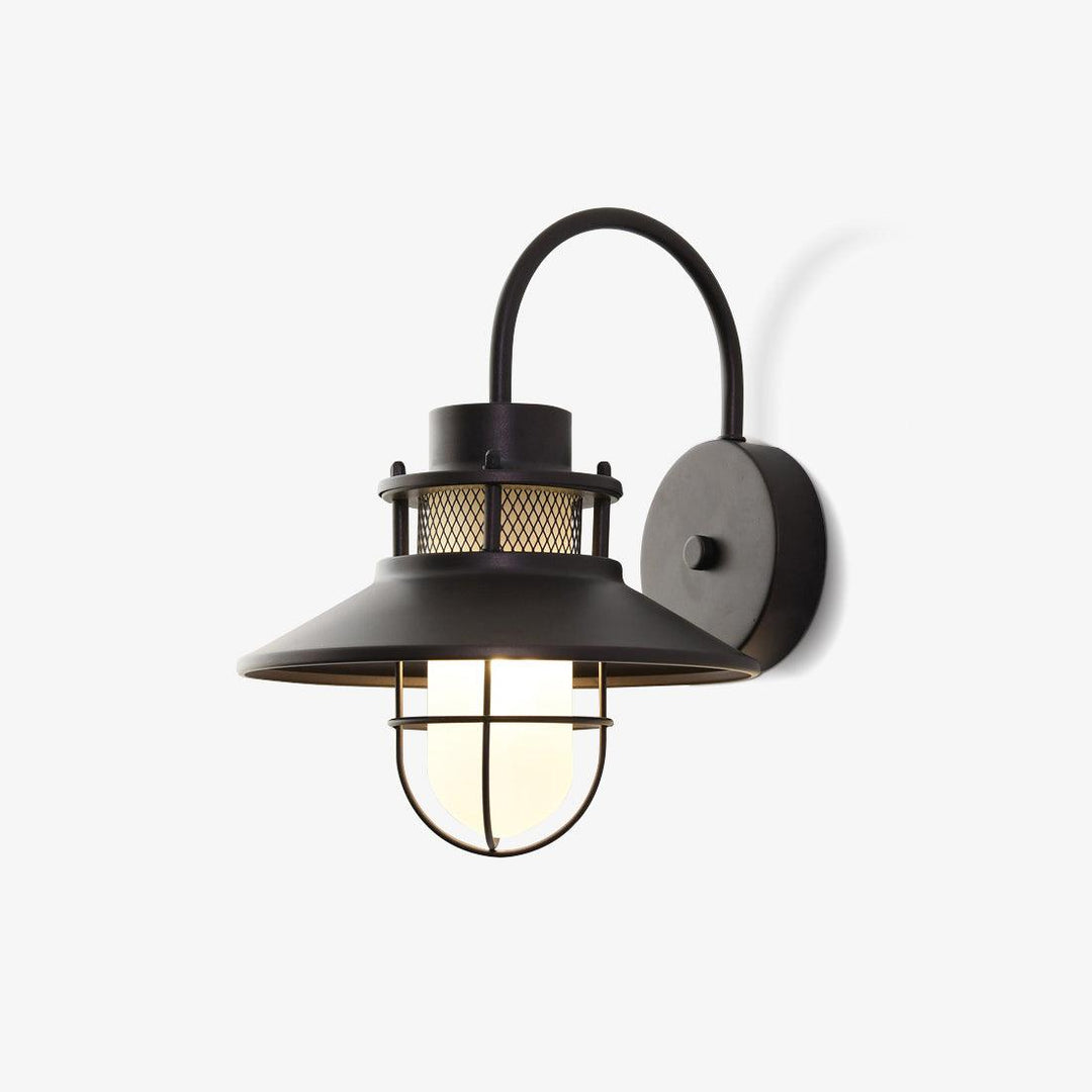 Industrial outdoor wall lamp with frosted glass shade, waterproof design for covered porches, patios, and balconies. Black or coffee iron finish for a vintage or modern look. Ideal for outdoor spaces.





