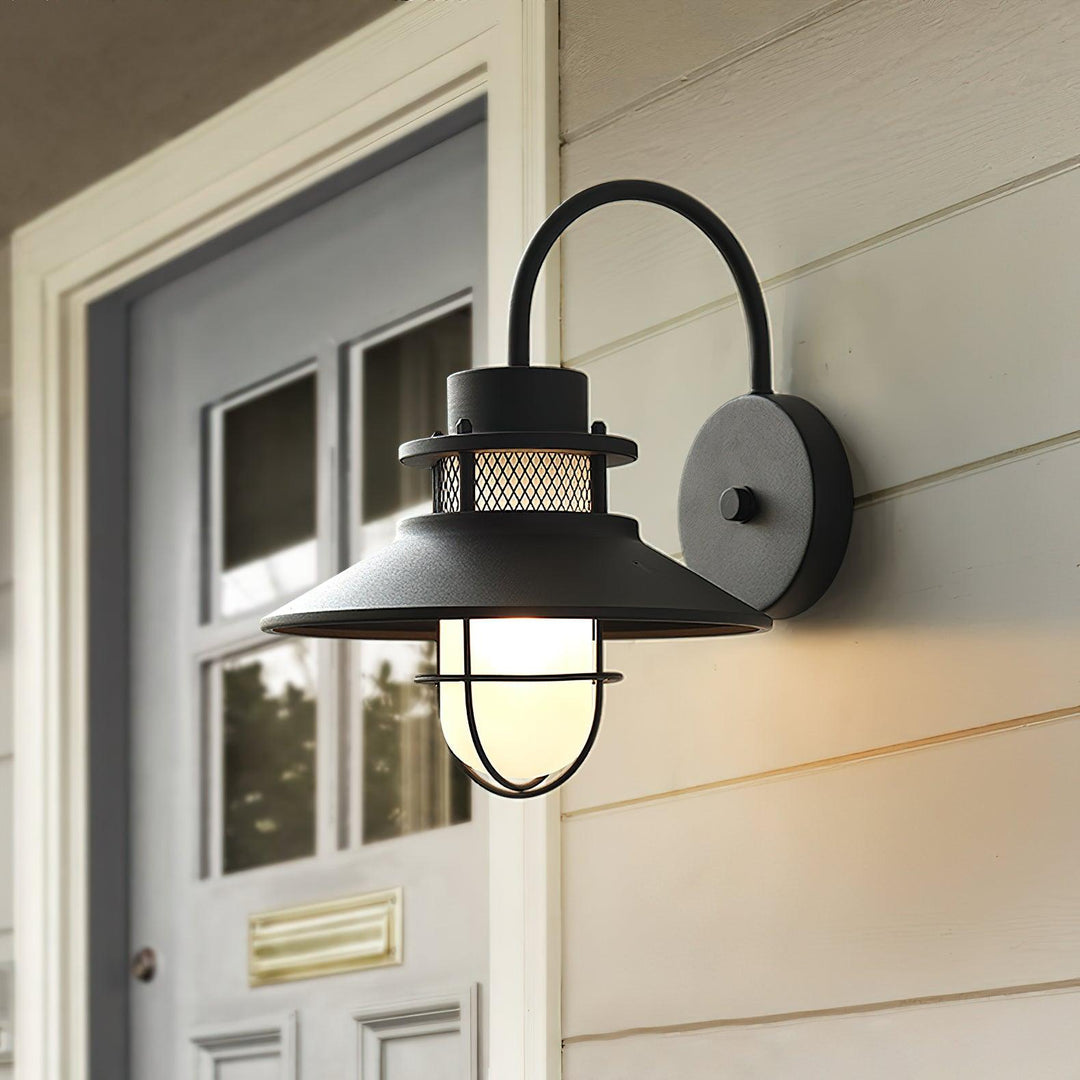 Industrial Outdoor Wall Lamp with Frosted Glass – Waterproof Exterior Light