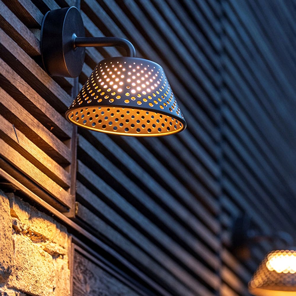 Industrial Perforated Outdoor Wall Lamp – Waterproof Metal Sconce