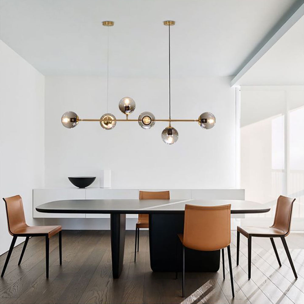 Mid-Century Gold Pendant Light with Spherical Shades