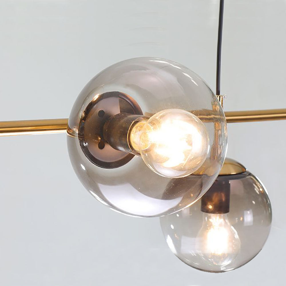 Mid-Century Gold Pendant Light with Spherical Shades