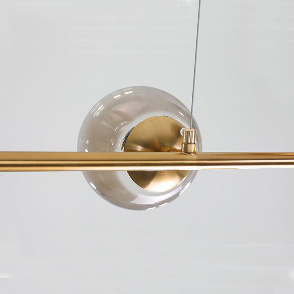 Mid-Century Gold Pendant Light with Spherical Shades