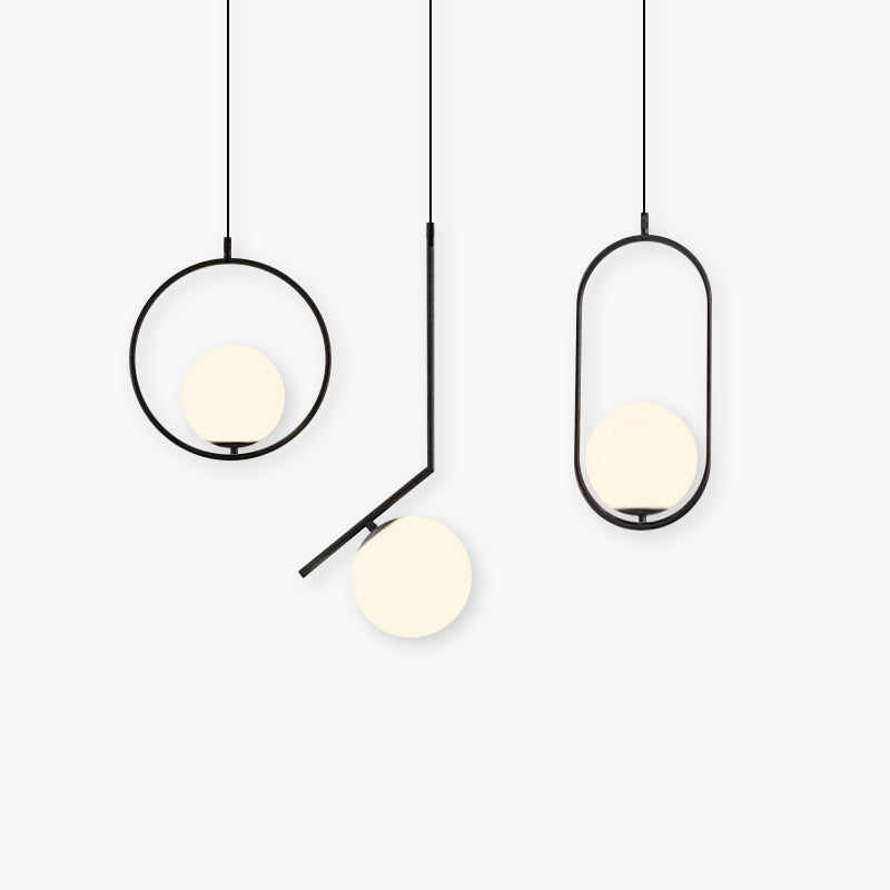 Mid-Century Modern Pendant Light - Black & Glass