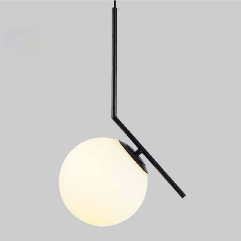 Mid-Century Modern Pendant Light - Black & Glass