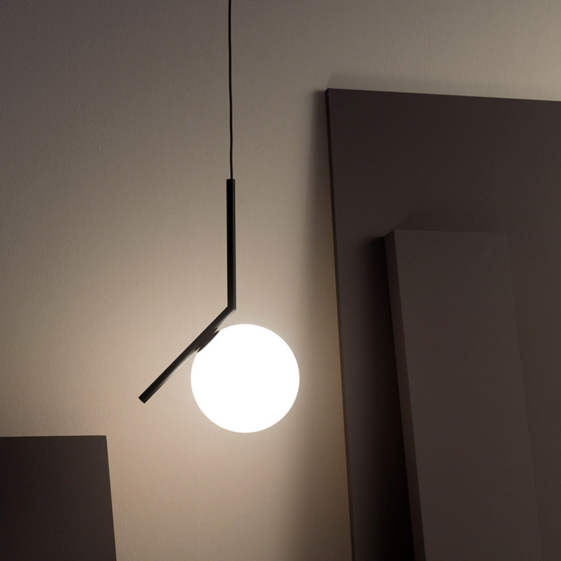Mid-Century Modern Pendant Light - Black & Glass