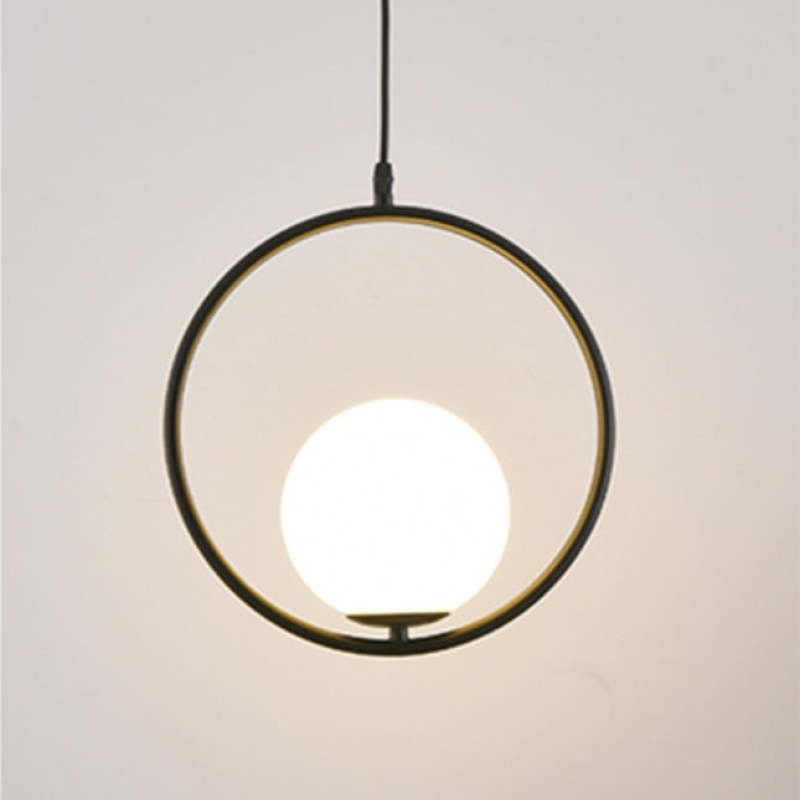 Mid-Century Modern Pendant Light - Black & Glass