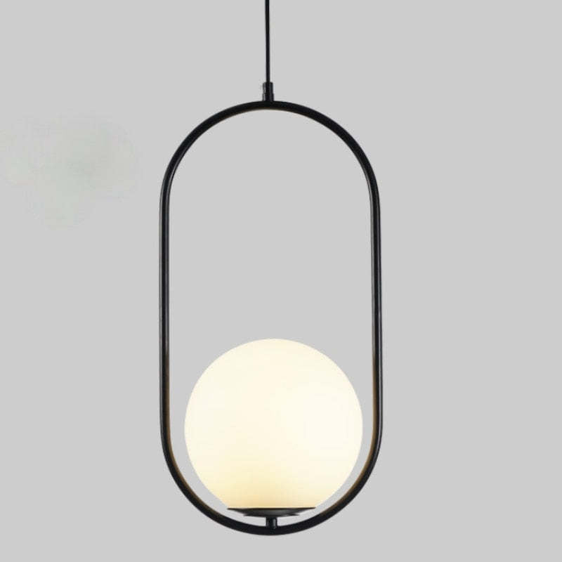 Mid-Century Modern Pendant Light - Black & Glass