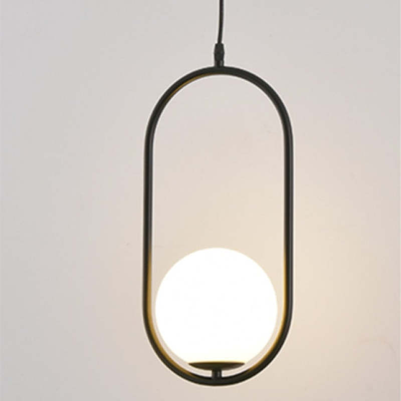 Mid-Century Modern Pendant Light - Black & Glass
