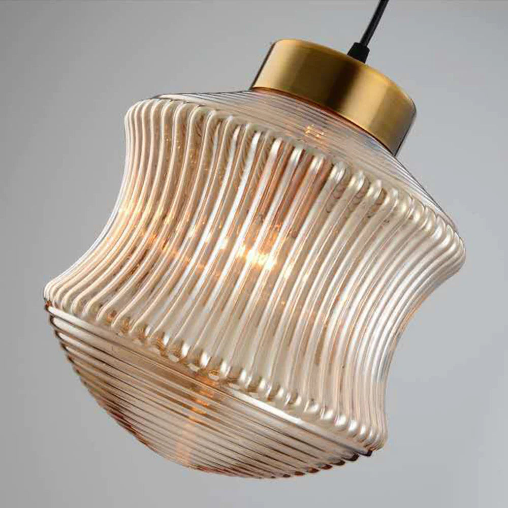 Mid-Century Pendant Light with Amber & Gray Glass