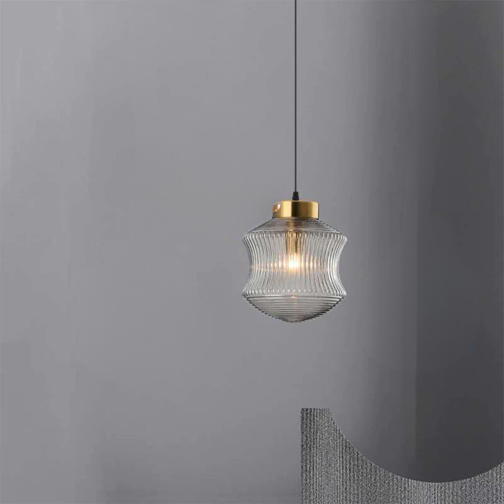 Mid-Century Pendant Light with Amber & Gray Glass