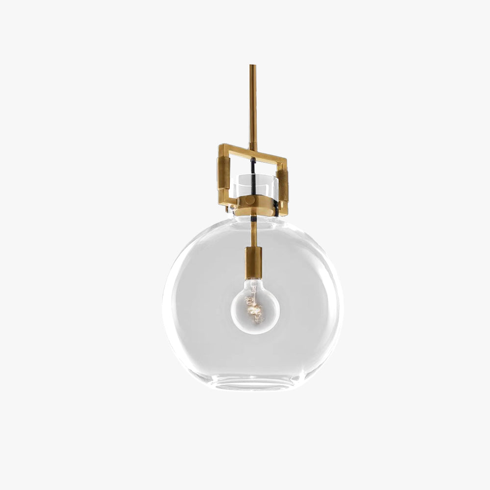 Minimalist Brass Pendant Light with Spherical Shade