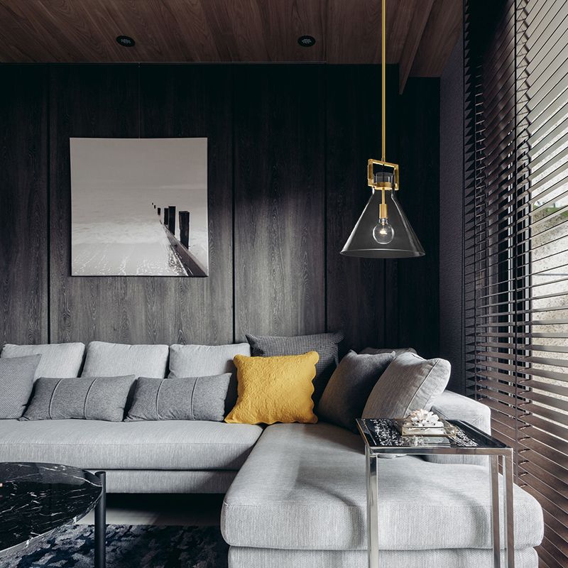 Minimalist Brass Pendant Light with Spherical Shade