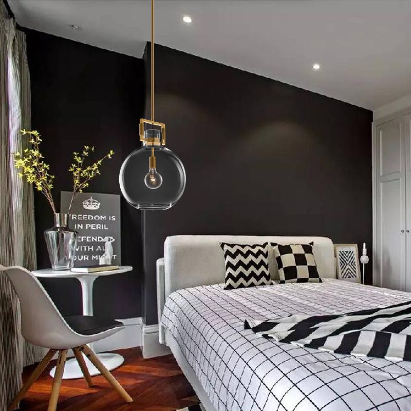 Minimalist Brass Pendant Light with Spherical Shade