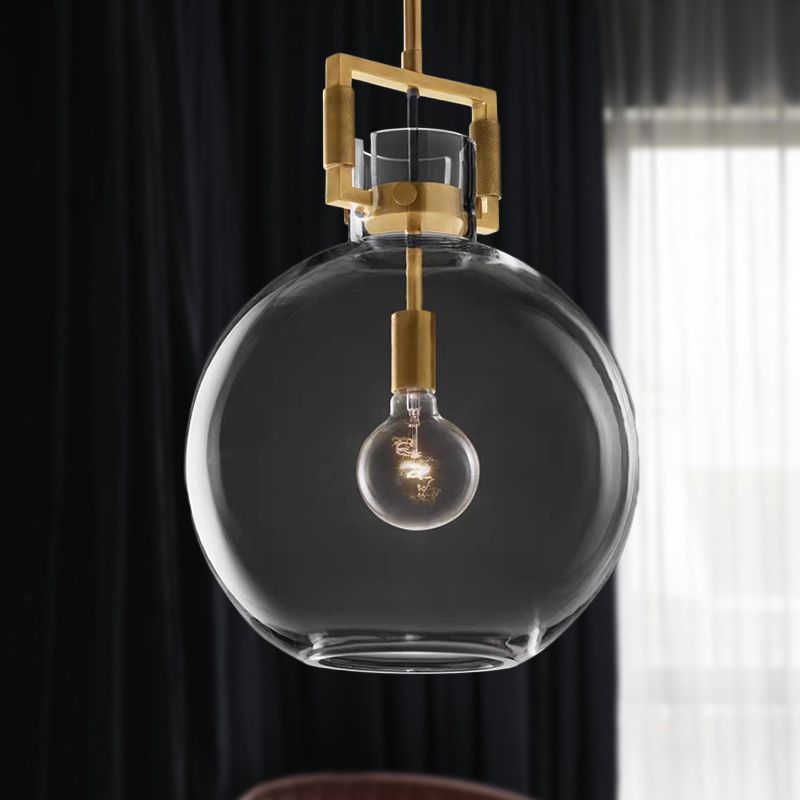 Minimalist Brass Pendant Light with Spherical Shade