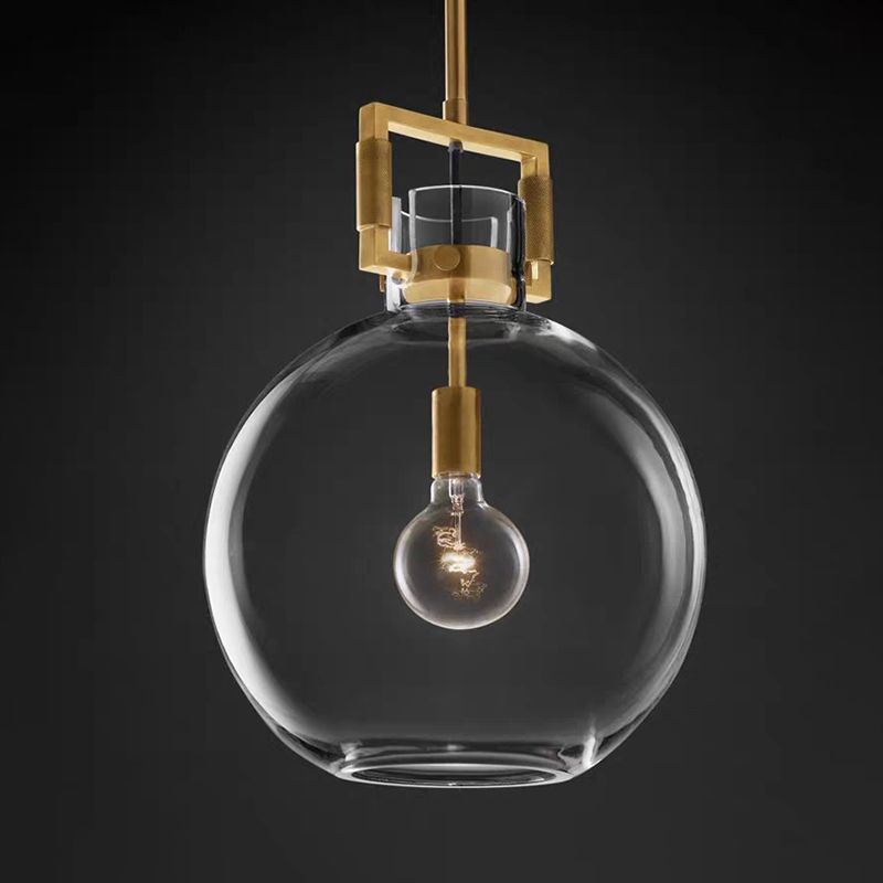 Minimalist Brass Pendant Light with Spherical Shade
