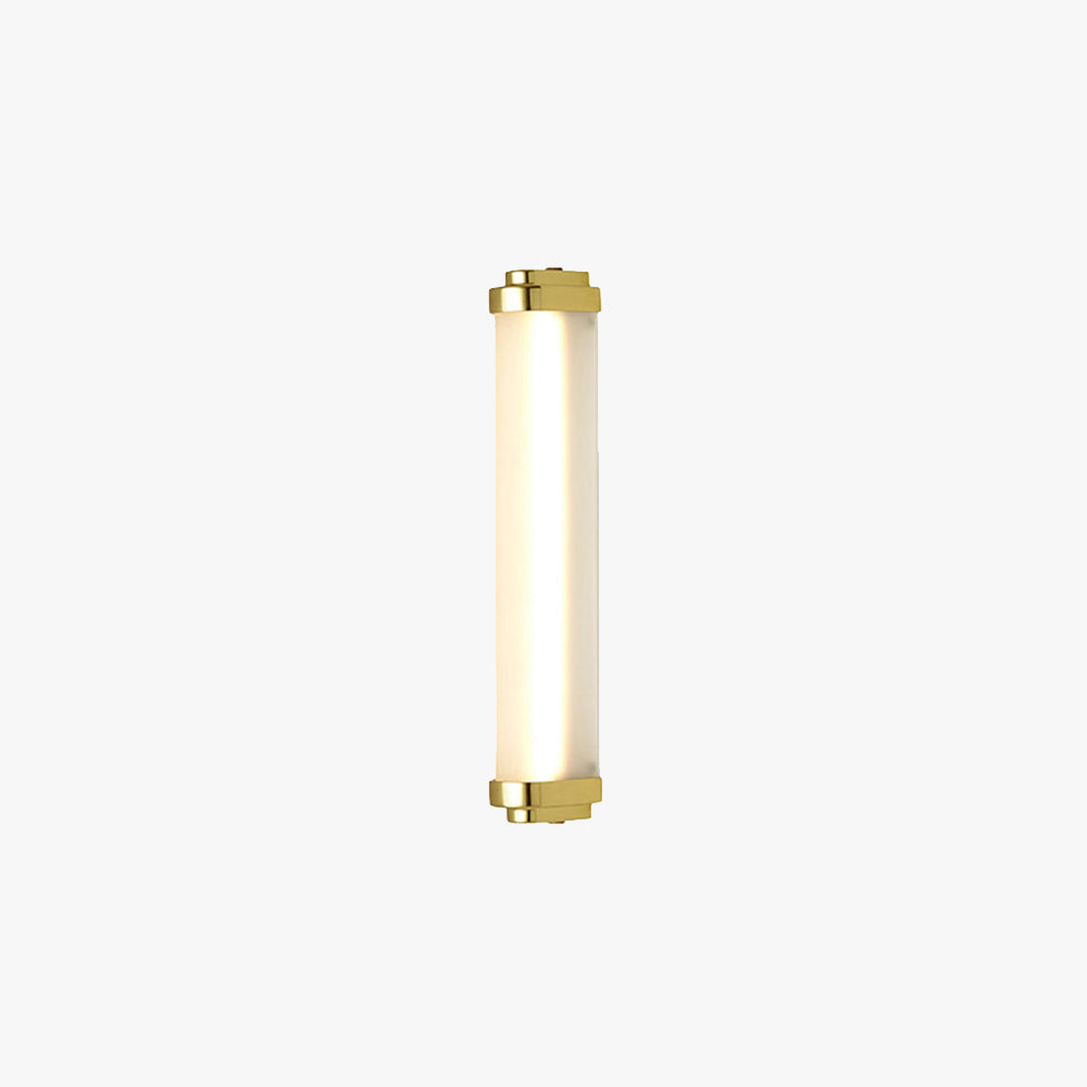 Minimalist cylindrical outdoor wall lamp with glass and metal design. Waterproof and perfect for patios, porches, and modern outdoor spaces. Ideal for contemporary exterior lighting.