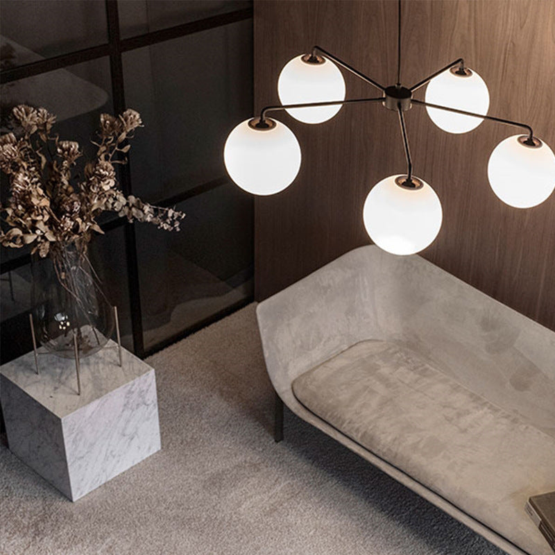 Mid-Century Modern Chandelier, Sleek Metal Finish