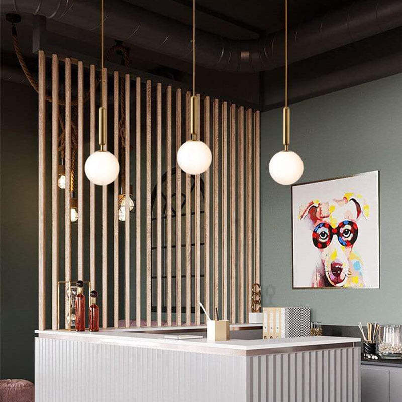 Minimalist Pendant Light with Spherical Glass Shade