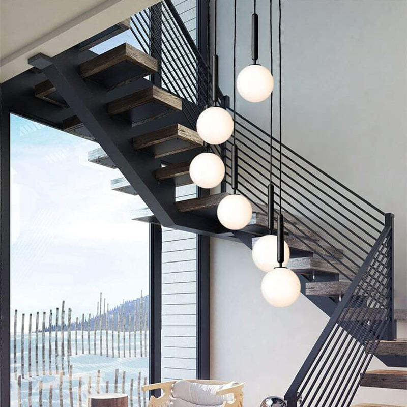 Minimalist Pendant Light with Spherical Glass Shade