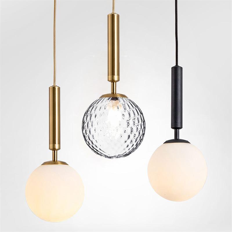 Minimalist Pendant Light with Spherical Glass Shade