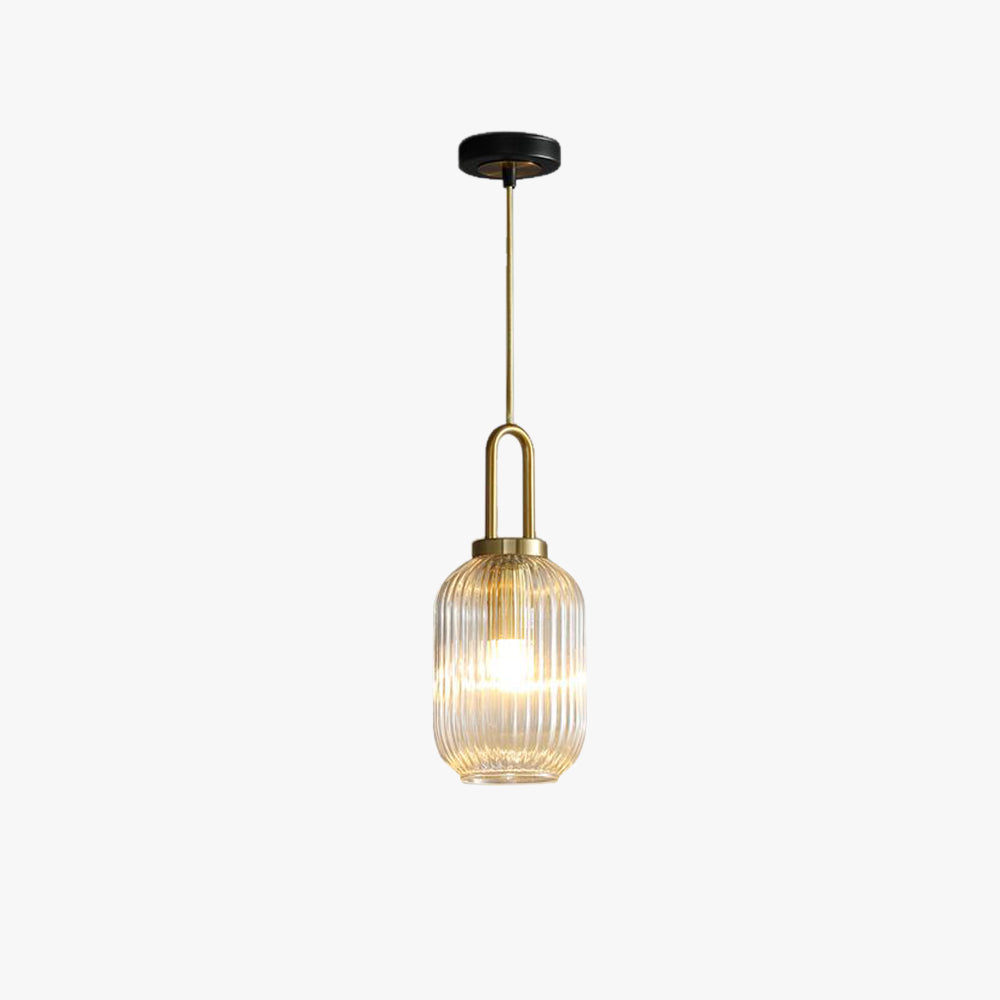 Minimalist Pendant Light with Striped Glass Shade