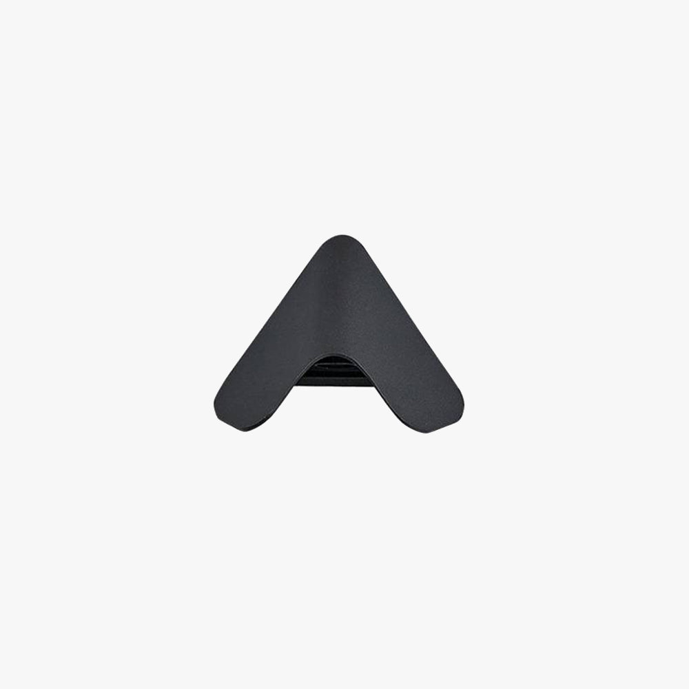 Minimalist triangle-shaped black LED outdoor wall lamp with waterproof and sleek design. Ideal for gardens, patios, fences, and gates. Available in black and white finishes.