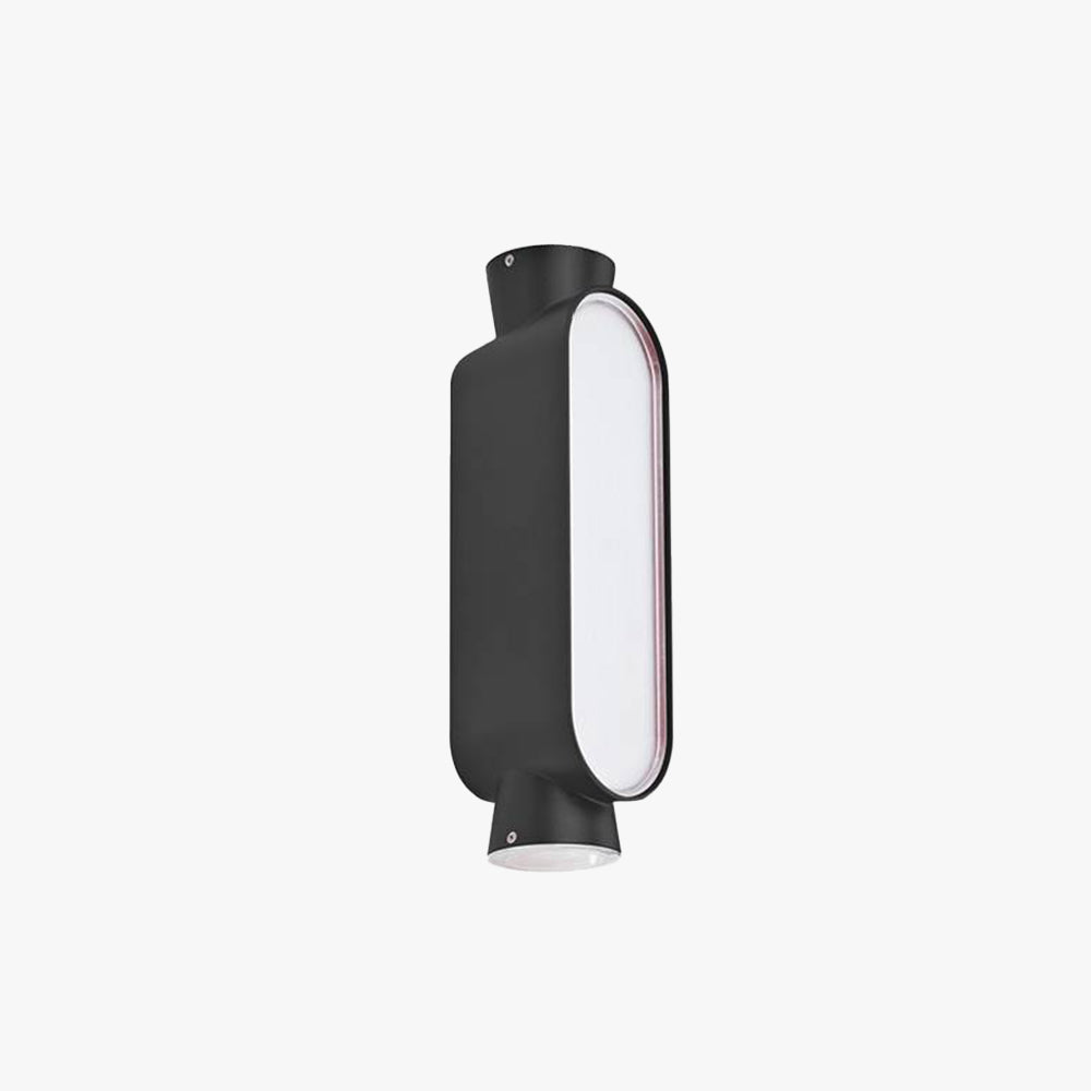 Minimalist up and down LED outdoor wall lamp with black finish and acrylic shade. Waterproof and energy-efficient lighting, perfect for patios, porches, and gardens. Modern design with dual light direction.

