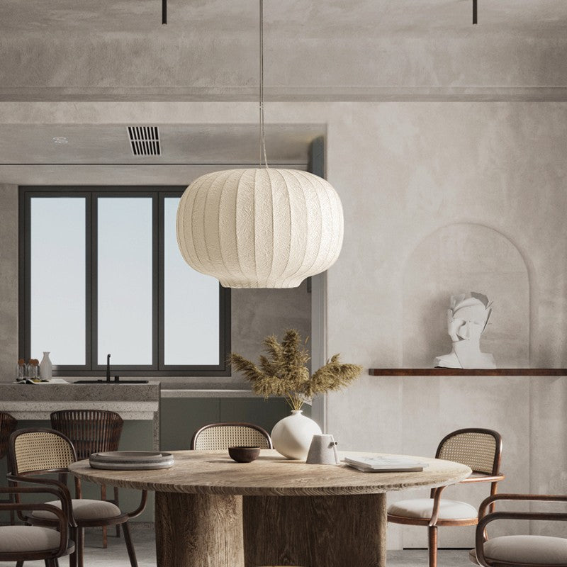 Minimalist White Pendant Light with Silk Shade