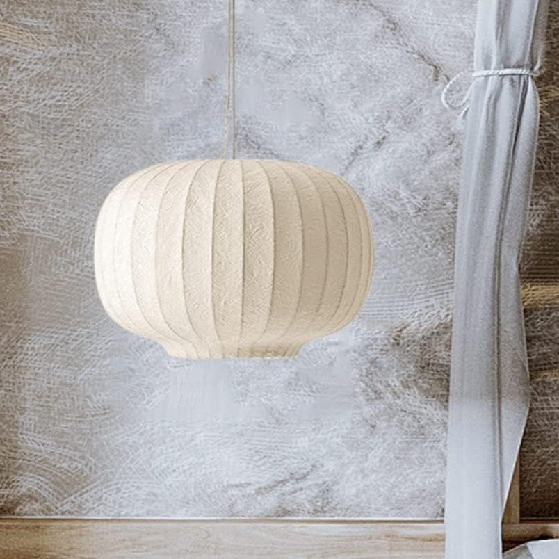 Minimalist White Pendant Light with Silk Shade