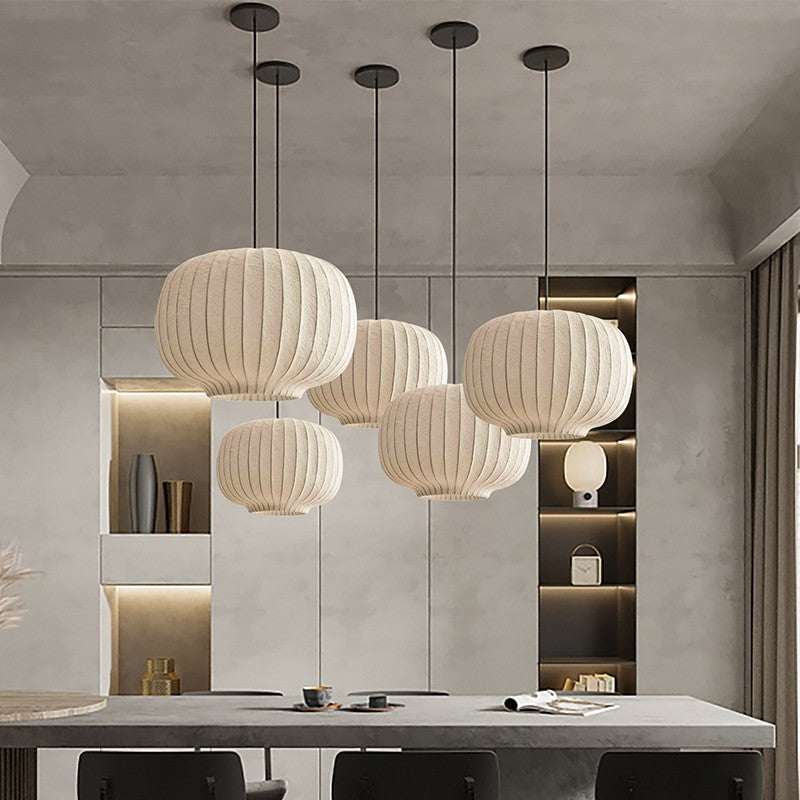 Minimalist White Pendant Light with Silk Shade