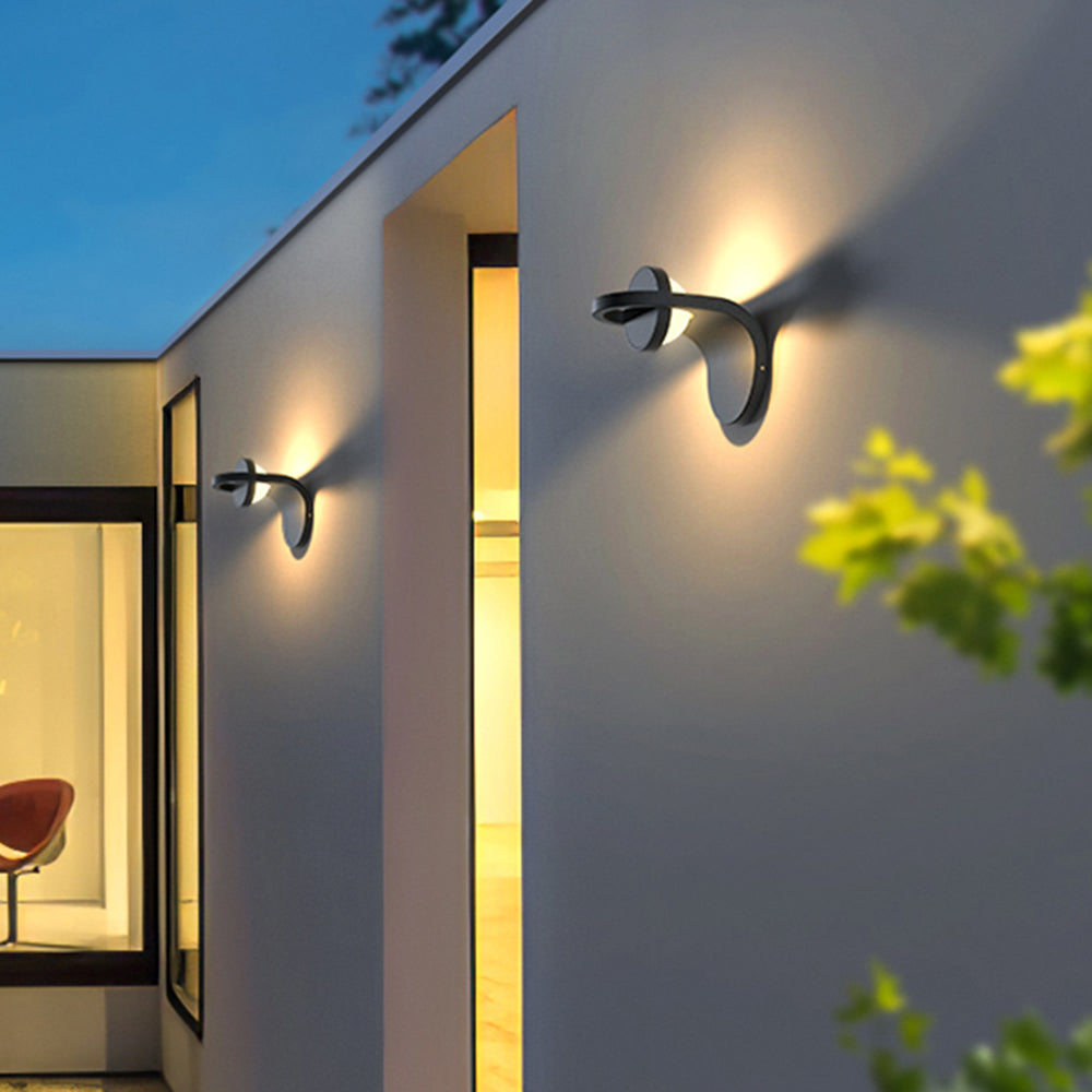 Modern Arc Solar or Hardwired Outdoor Wall Lamp with Waterproof Design