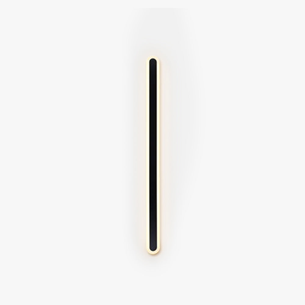 Modern black outdoor LED wall lamp with minimalist design, available in various sizes. Ideal for illuminating patios, gardens, or facades with sleek and contemporary lighting.