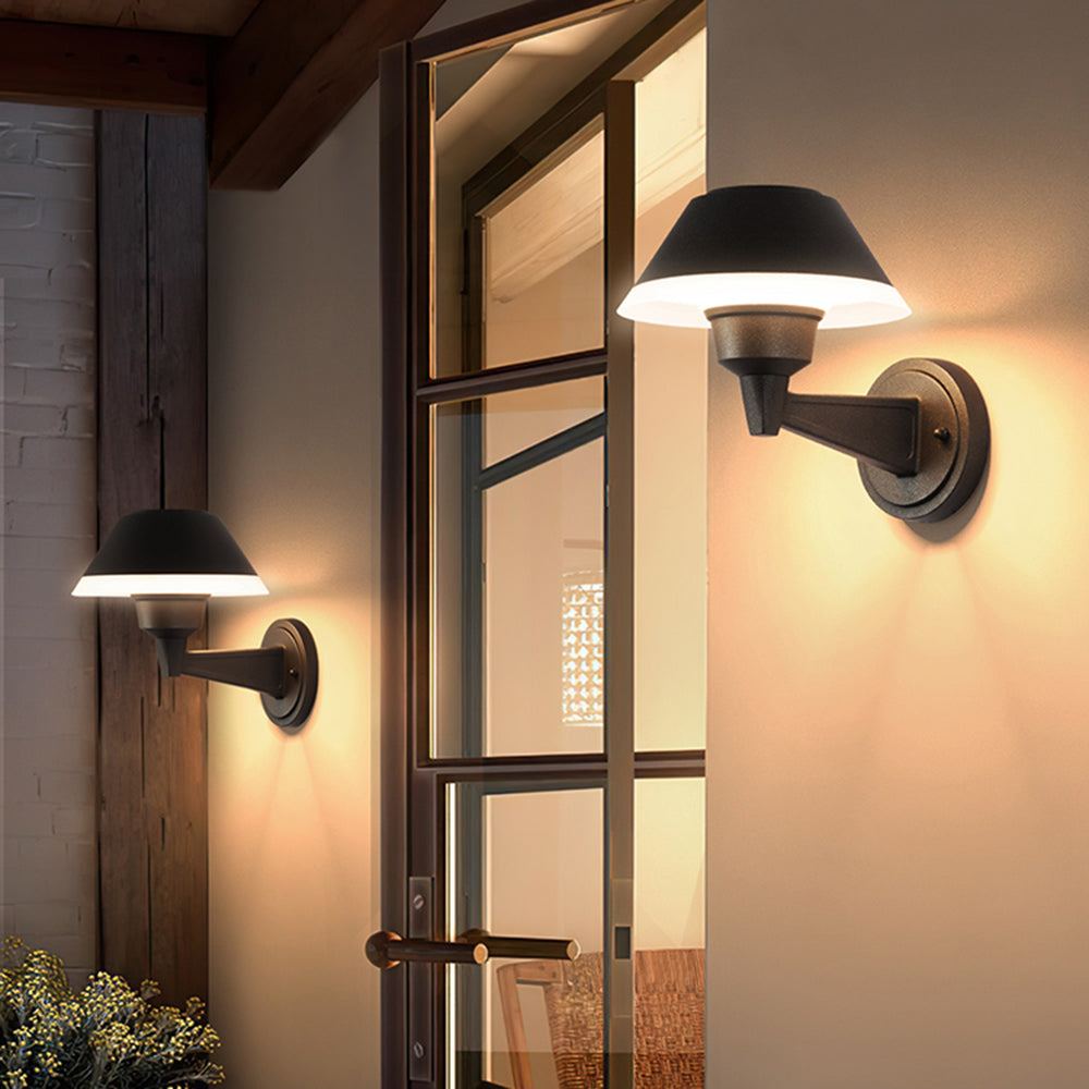 Modern Bowl-Shaped Metal Outdoor Wall Lamp with Soft LED Light