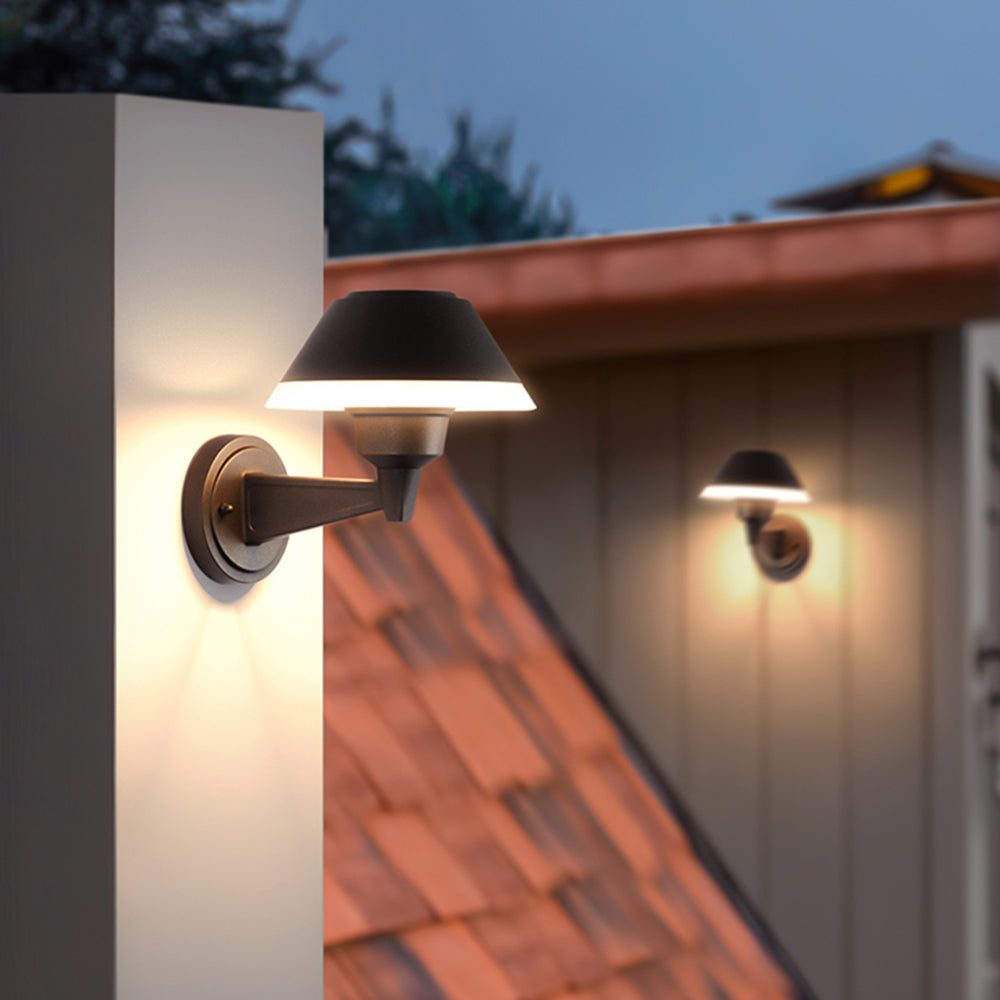 Modern Bowl-Shaped Metal Outdoor Wall Lamp with Soft LED Light