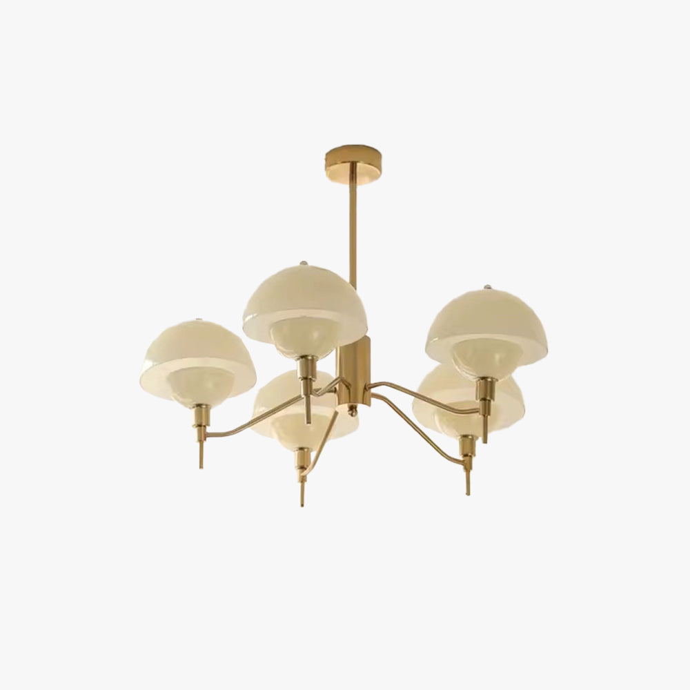 Mid-Century Modern Glass & Metal Chandelier