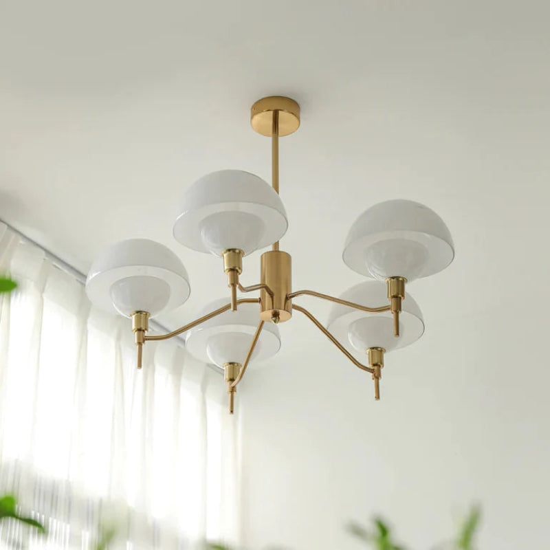 Mid-Century Modern Glass & Metal Chandelier