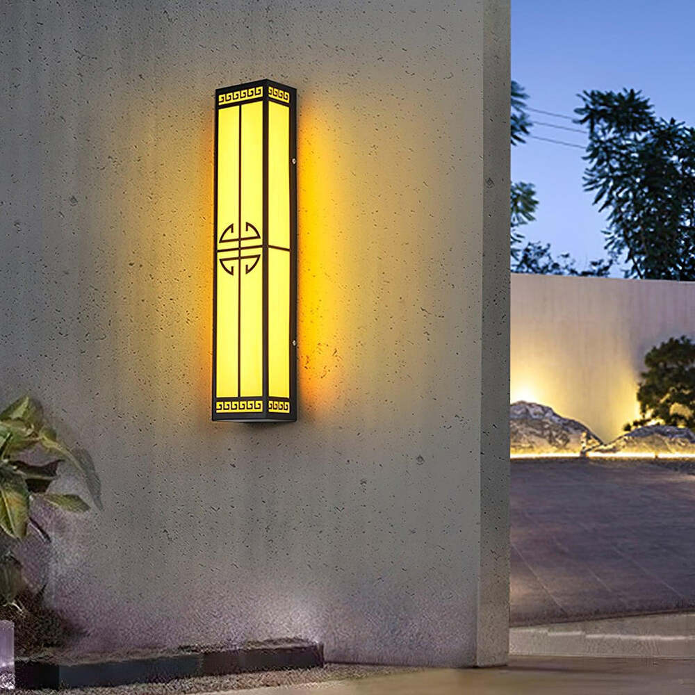 Modern Gold Outdoor Wall Light with Decorative Black Accents